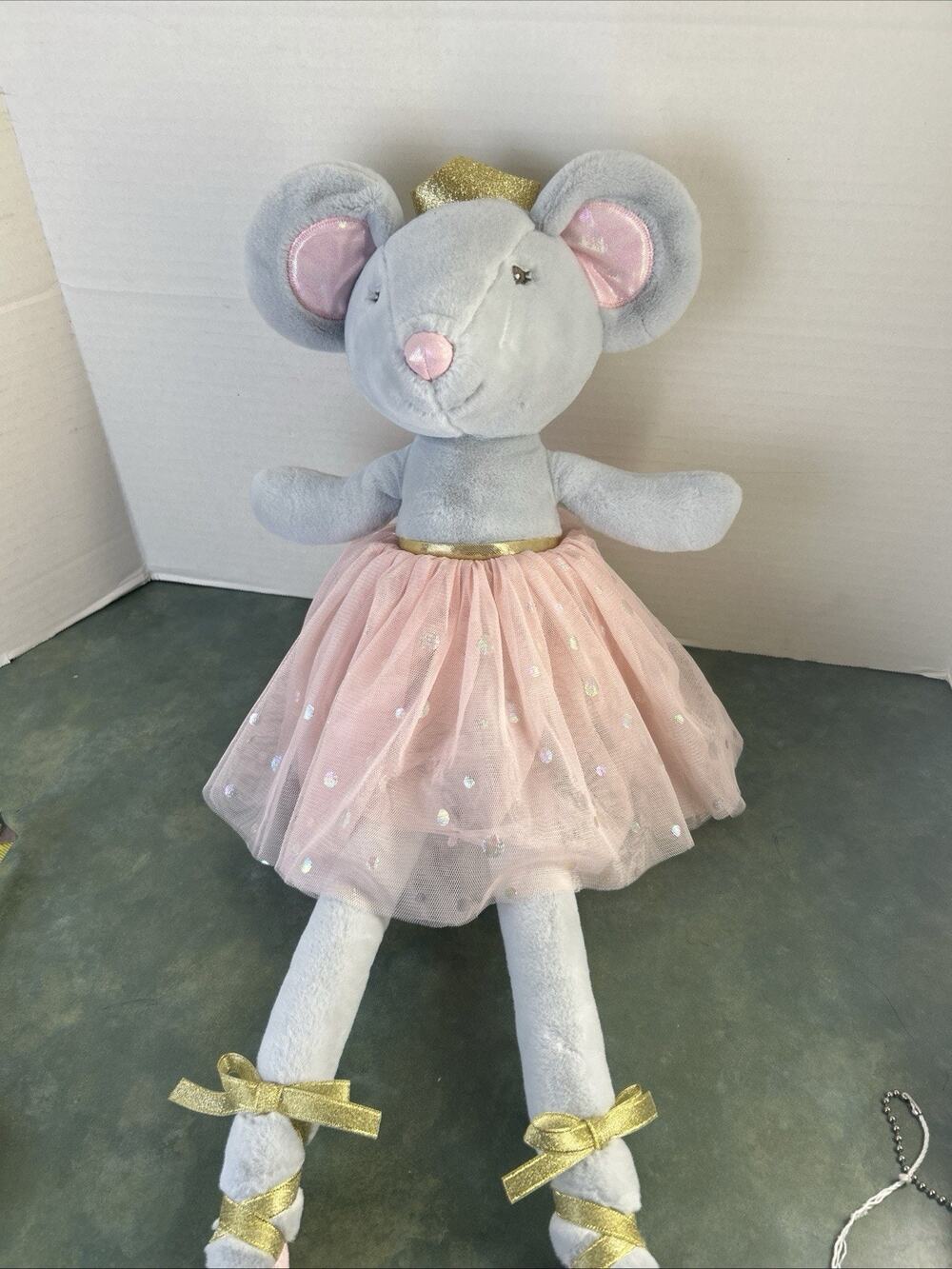 FAO Schwarz Glow Brights Musical Ballerina Mouse Nutcracker Plush Toy 21" Works